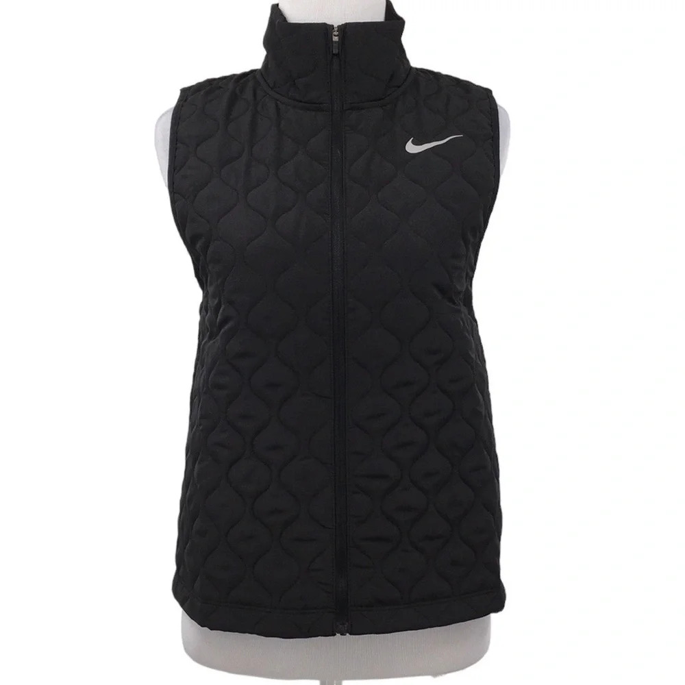 Nike Vest Womens XS Black Aerolayer Quilted Running Zip Up Jacket